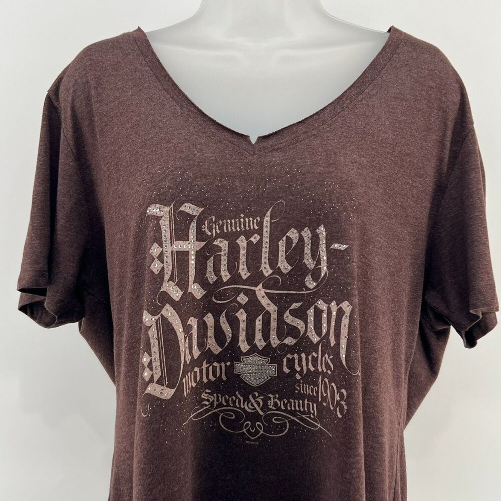 Harley-Davidson Womens 2XL Brown Rhinestone Speed & Beauty Modal Blend Lakewood